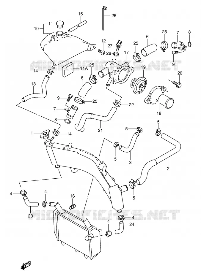 RADIATOR SLANG Suzuki MOTO 1000 TL-R 1998  TL1000RW(E2)