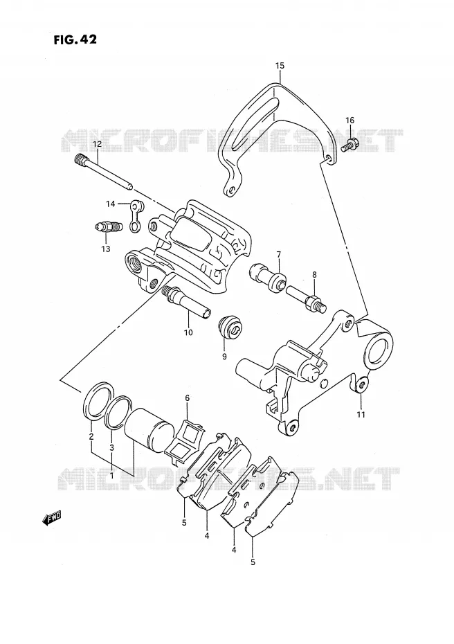 REAR CALIPER (MODELE K) Suzuki MOTO 250 RMX 1996  RMX250T(E3)