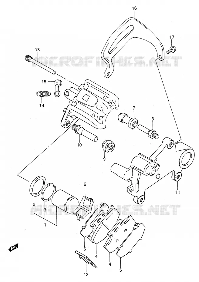 REAR CALIPER (MODELE L/M) Suzuki MOTO 250 RMX 1993  RMX250P(E28)