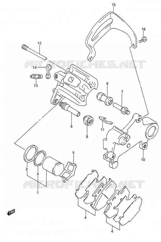 REAR CALIPER (MODELE N) Suzuki MOTO 250 RMX 1992  RMX250N(E28)