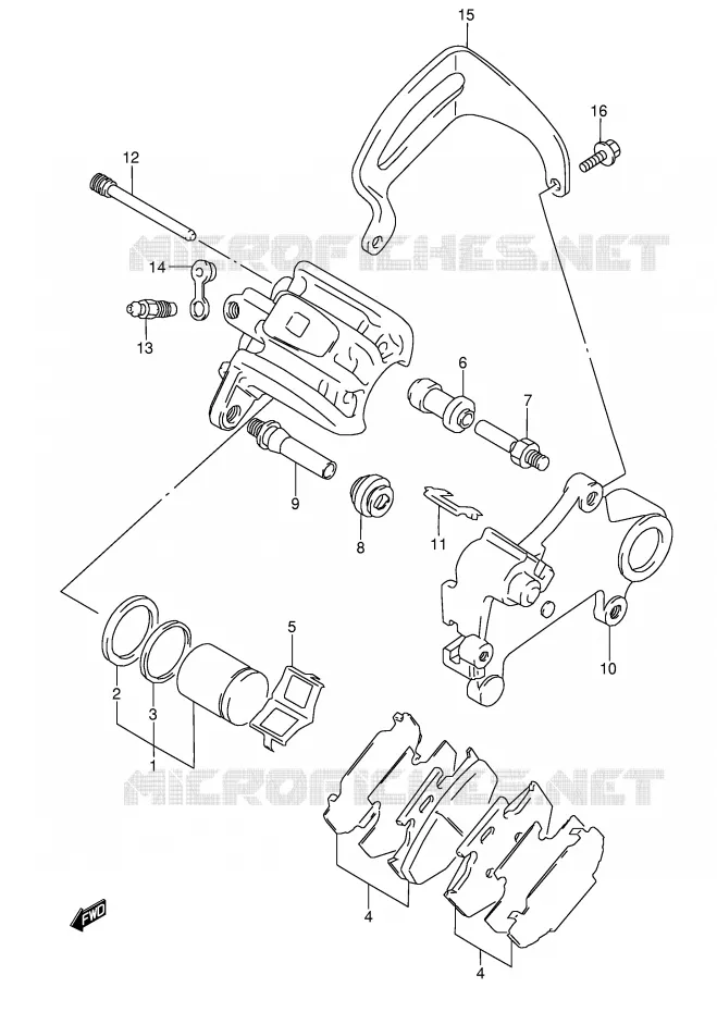 REAR CALIPER (MODELE N) Suzuki MOTO 250 RMX 1994  RMX250R(E1)