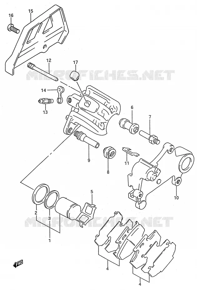 REAR CALIPER (MODELE P/R) Suzuki MOTO 250 RMX 1990  RMX250L(E28)