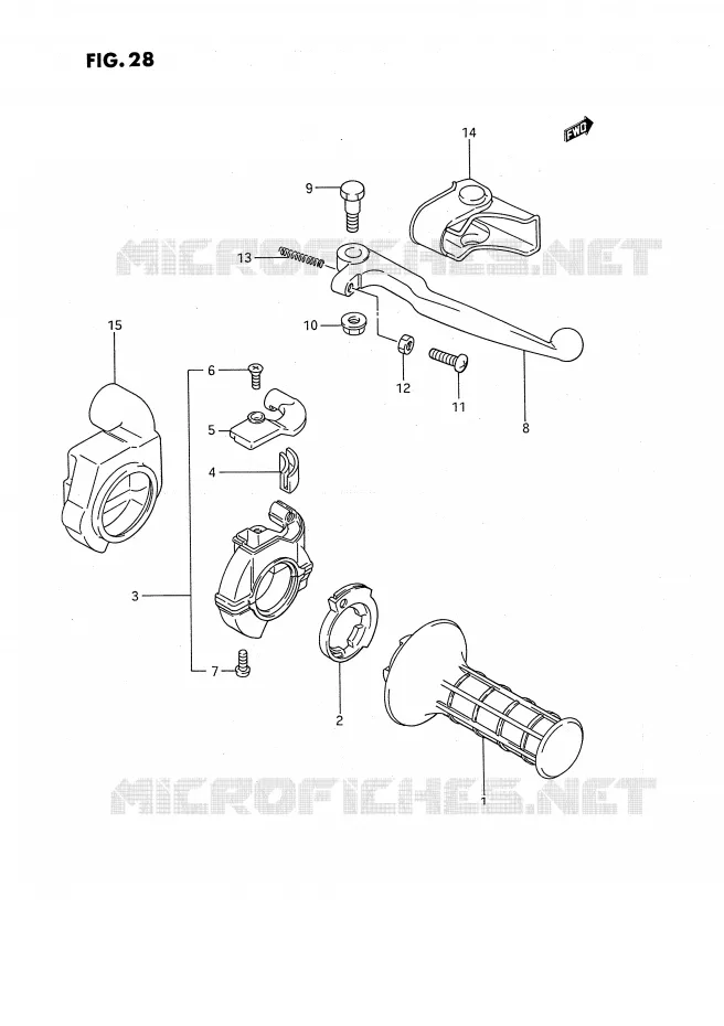 RIGHT SWITCH - HANDGREEP (MODELE G/H/J) Suzuki MOTO 80 RM 1990  RM80XL(E2)
