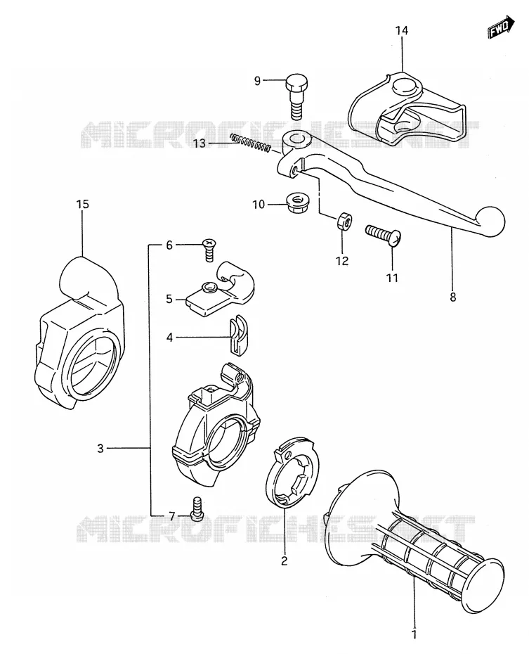 RIGHT SWITCH - HANDGREEP (MODELE G/H/J) Suzuki MOTO 80 RM 1994  RM80R(E28)