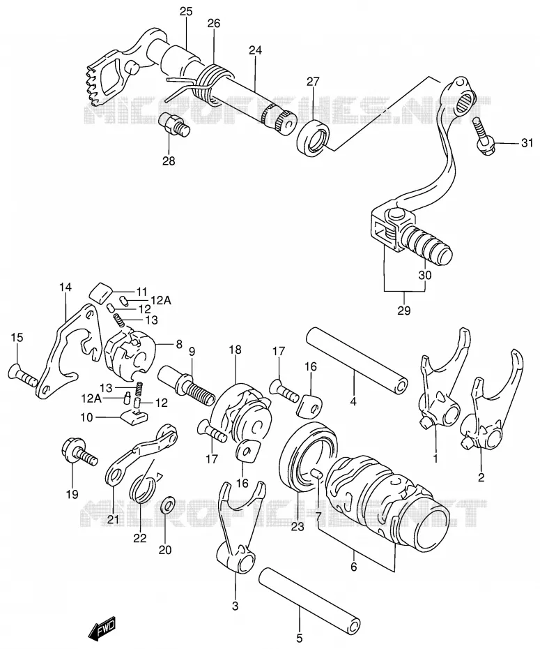 SCHAKELEN ASSY (MODELE K2/K3/K4) Suzuki MOTO 85 RM 2003  RM85K3(P3/P28)