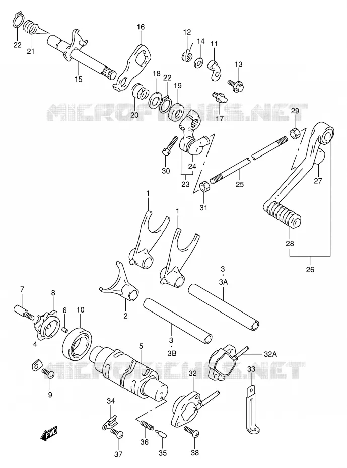 SCHAKELEN ASSY (MODELE V/W) Suzuki MOTO 1000 TL-S 2000  TL1000SY(E2)