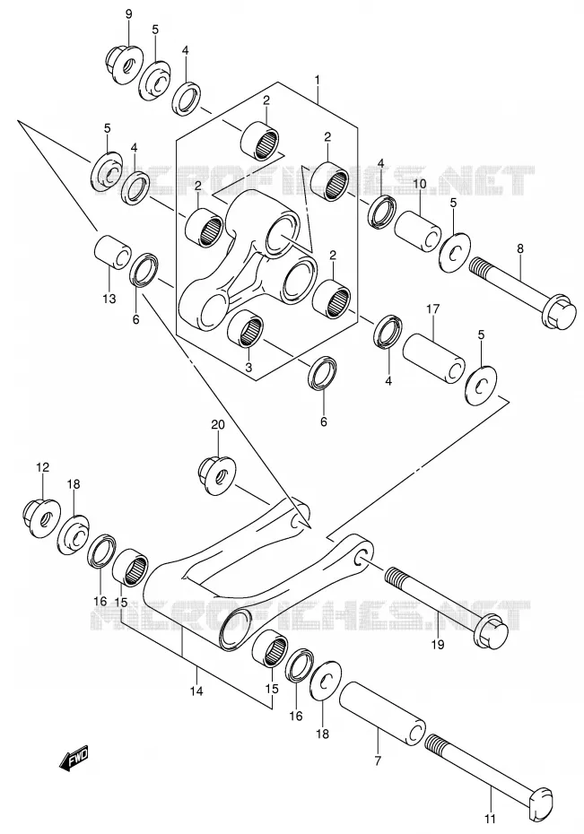 SCHOKBREKER AANEENSCHAKELING (MODELE K4/K5/K6) Suzuki MOTO 250 RM 2006  RM250ZK6(E3/E28)