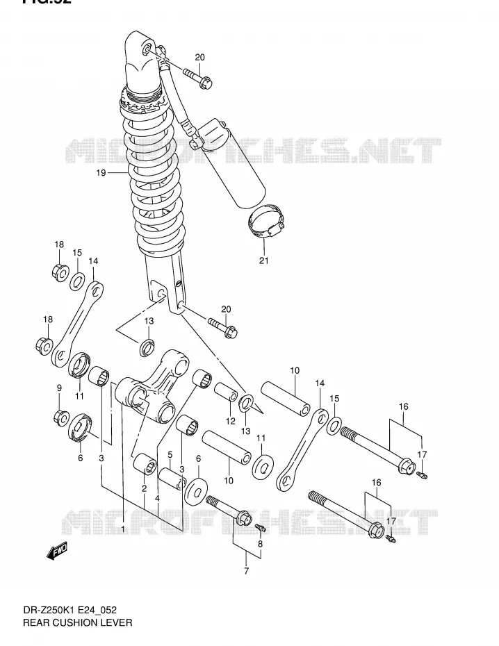 SCHOKBREKER AANEENSCHAKELING Suzuki MOTO 250 DR-Z 2005  DR-Z250K5(E24)