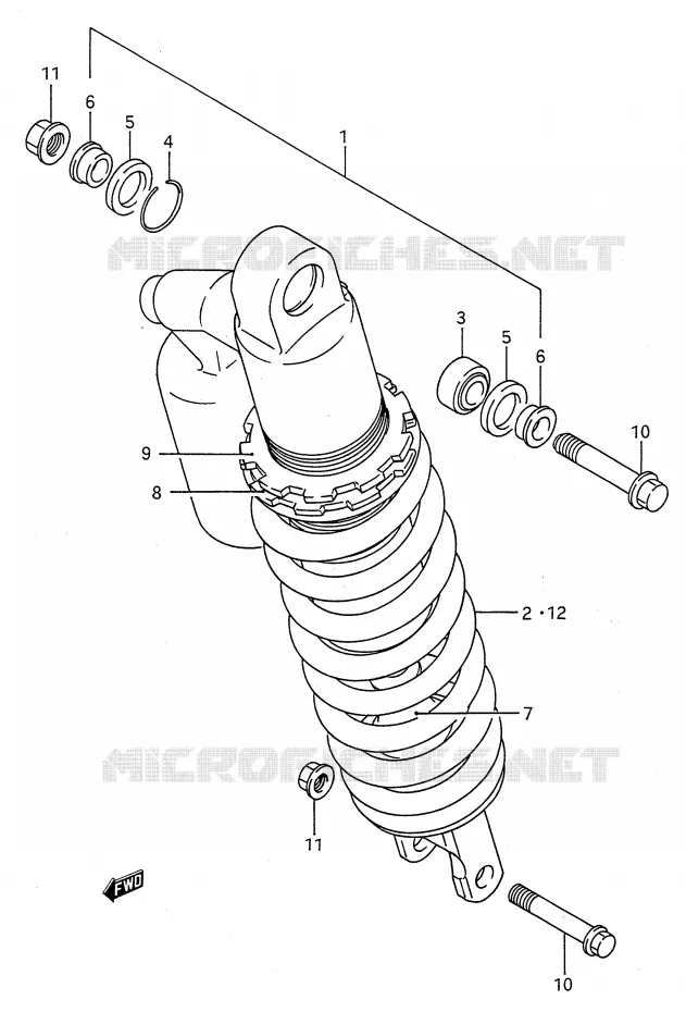 SCHOKDEMPER (MODELE K/L) Suzuki MOTO 250 RMX 1994  RMX250R(E28)