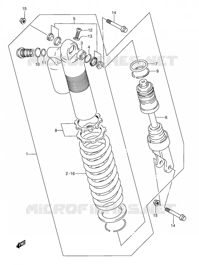 SCHOKDEMPER (MODELE S/T) Suzuki MOTO 250 RMX 1990  RMX250L(E1)