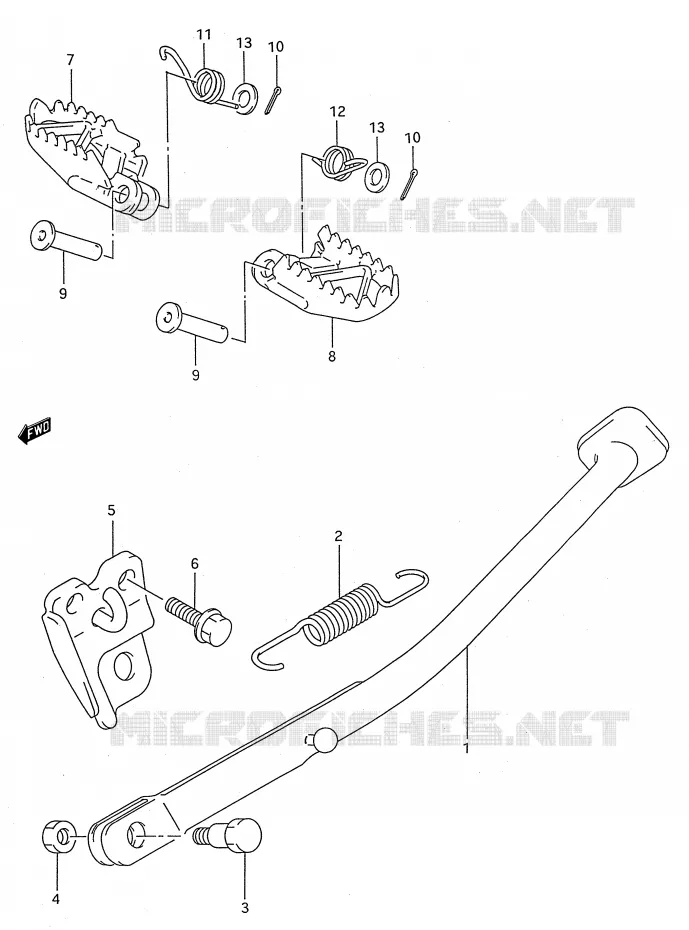 STAND - FOOTREST (MODELE P/R) Suzuki MOTO 250 RMX 1994  RMX250R(E28)
