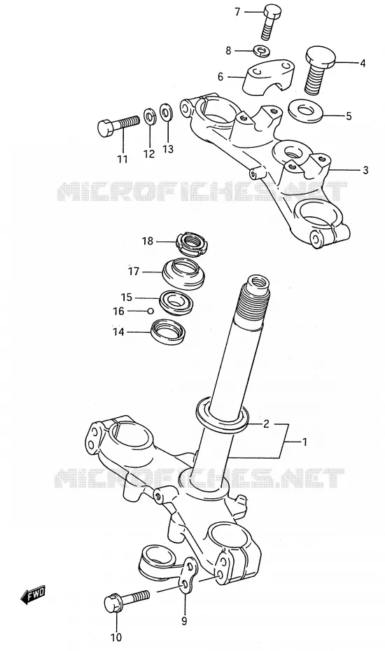 STUURKOLOM (MODELE G/H/J) Suzuki MOTO 80 RM 1987  RM80H(E28)