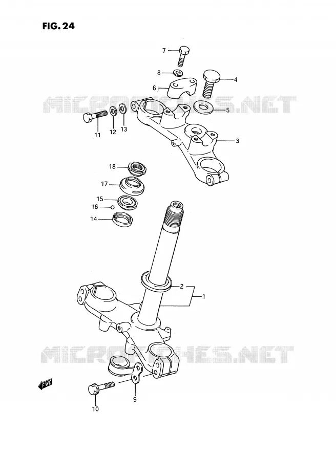 STUURKOLOM (MODELE G/H/J) Suzuki MOTO 80 RM 1989  RM80K(E3)