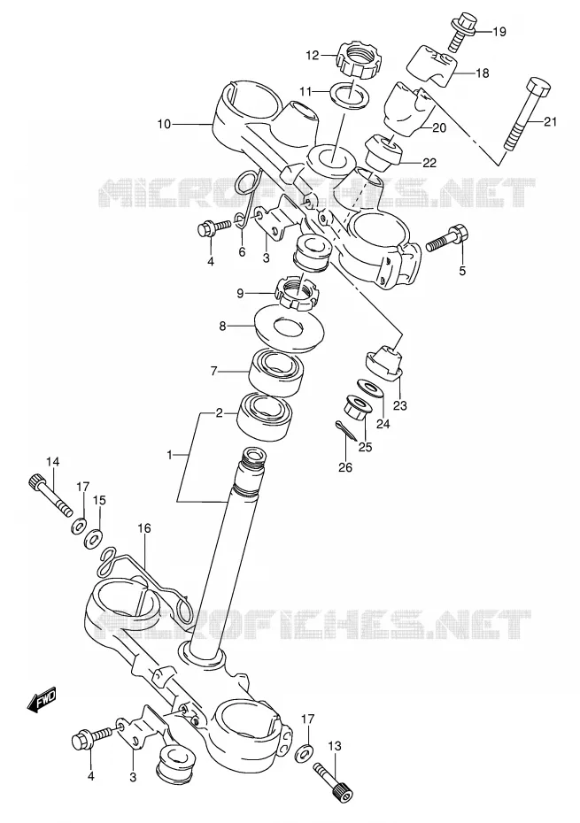 STUURKOLOM (MODELE K/L) Suzuki MOTO 250 RMX 1990  RMX250L(E1)