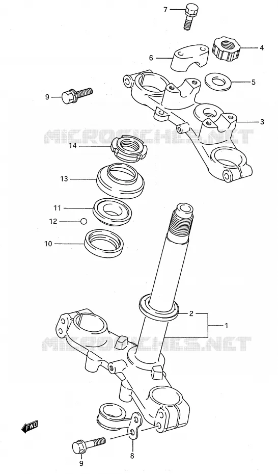 STUURKOLOM (MODELE K) Suzuki MOTO 80 RM 1990  RM80L(E28)