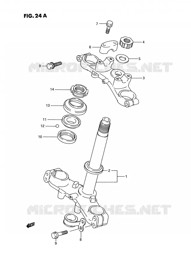 STUURKOLOM (MODELE K) Suzuki MOTO 80 RM 1994  RM80R(E3)