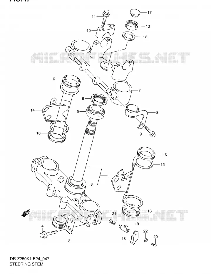 STUURKOLOM (MODELE K1/K2) Suzuki MOTO 250 DR-Z 2002  DR-Z250K2(E24)