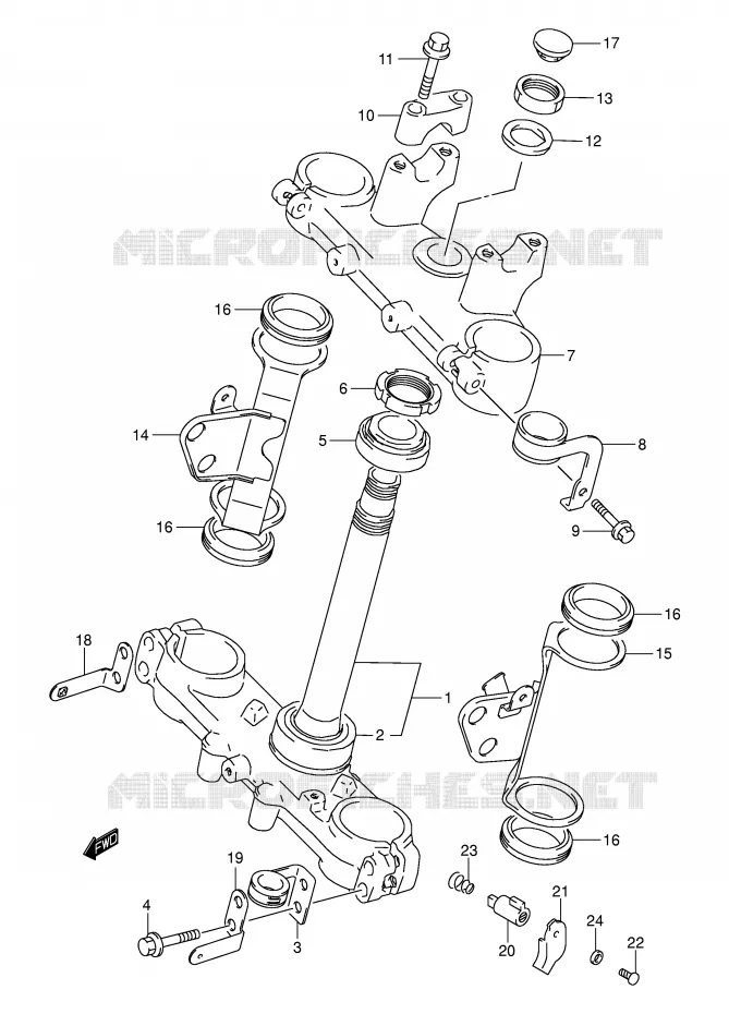 STUURKOLOM (MODELE K3/K4/K5) Suzuki MOTO 250 DR-Z 2001  DR-Z250K1(E24)
