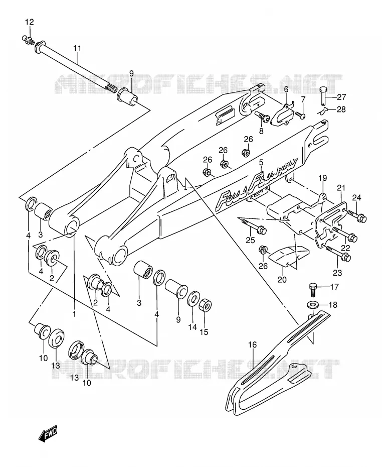 SWINGARM (MODELE K/L) Suzuki MOTO 250 RMX 1995  RMX250S(E1)