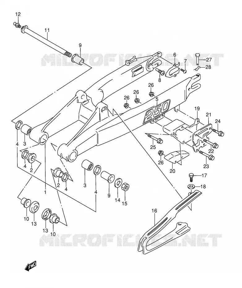 SWINGARM (MODELE M/N) Suzuki MOTO 250 RMX 1990  RMX250L(E1)