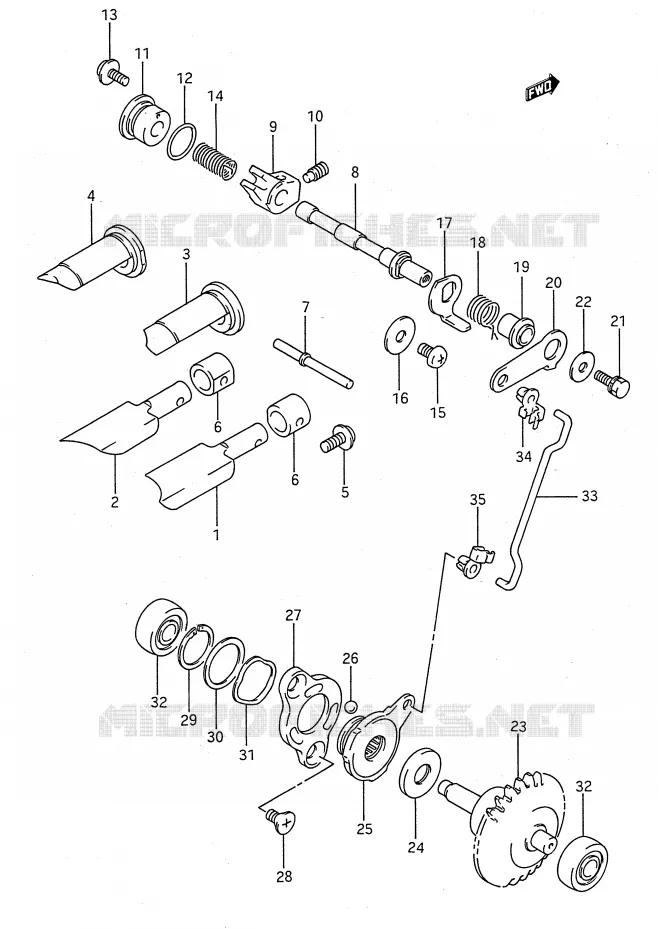 UITLAATKLEP (MODELE K/L/M/N/P/R/S) Suzuki MOTO 80 RM 1986  RM80G(E28)