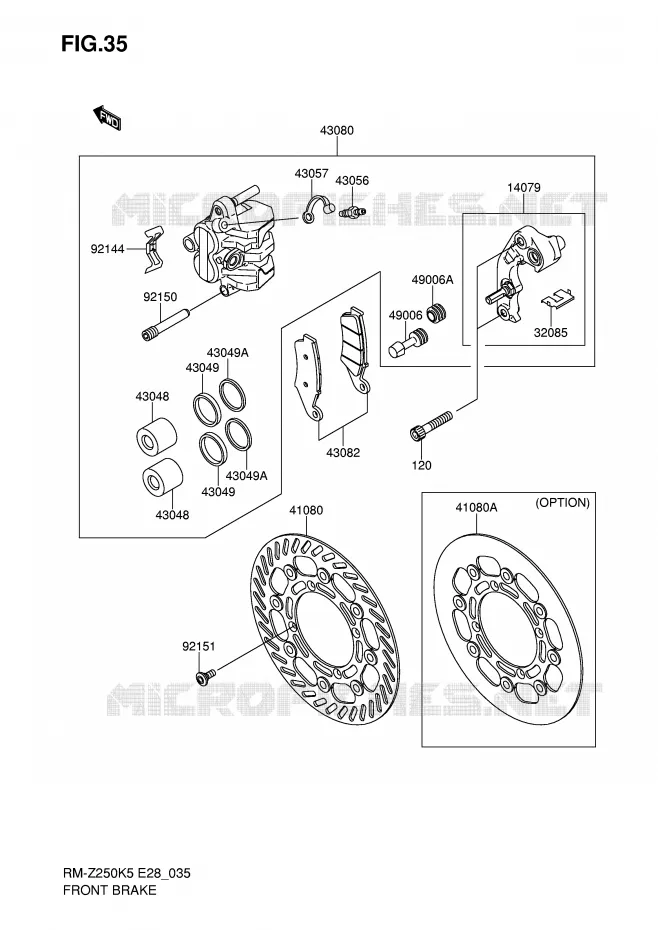 VOOR REM Suzuki MOTO 250 RM-Z 2005  RM-Z250K5(E28)