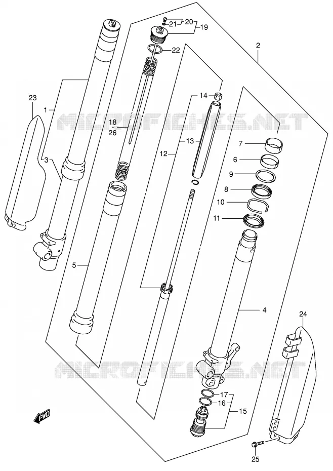 VOORVORK (MODELE K2/K3/K4) Suzuki MOTO 85 RM 2004  RM85LK4(P3/P28)