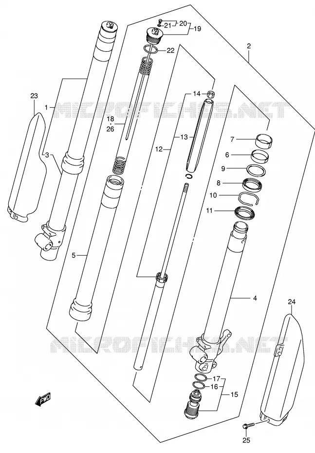 VOORVORK (MODELE K5/K6) Suzuki MOTO 85 RM 2005  RM85LK5(P3/P28)