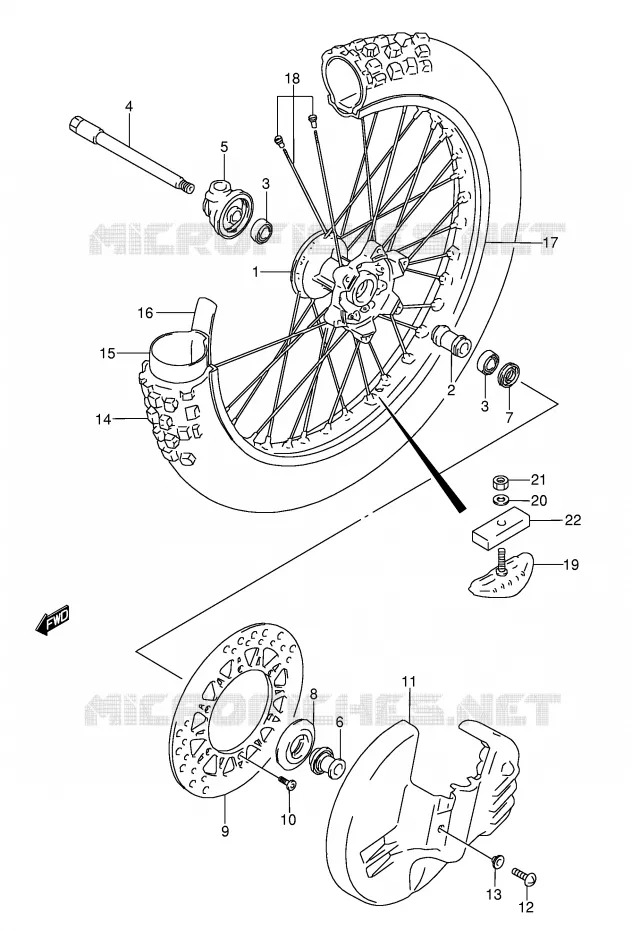VOORWIEL (MODELE K/L) Suzuki MOTO 250 RMX 1995  RMX250S(E1)