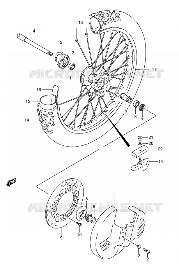 VOORWIEL (MODELE M) Suzuki MOTO 250 RMX 1989  RMX250K(E1)