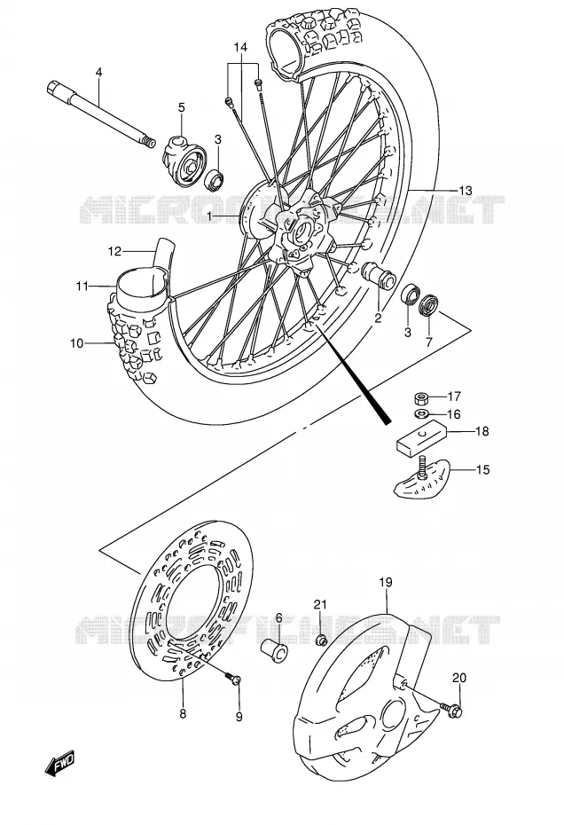 VOORWIEL (MODELE T) Suzuki MOTO 250 RMX 1990  RMX250L(E1)
