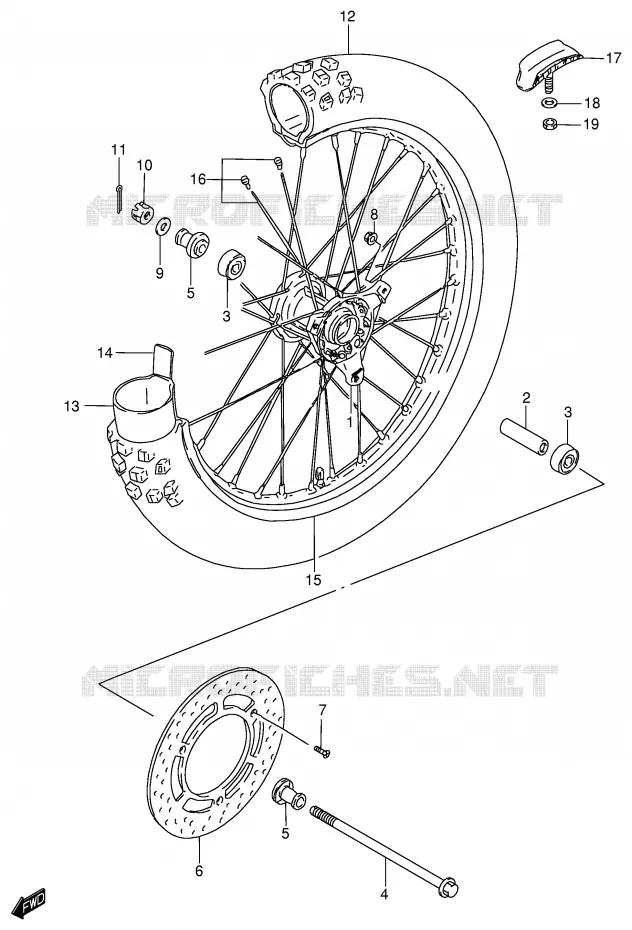 VOORWIEL (RM85K2/K3/K4) Suzuki MOTO 85 RM 2003  RM85LK3(P3/P28)