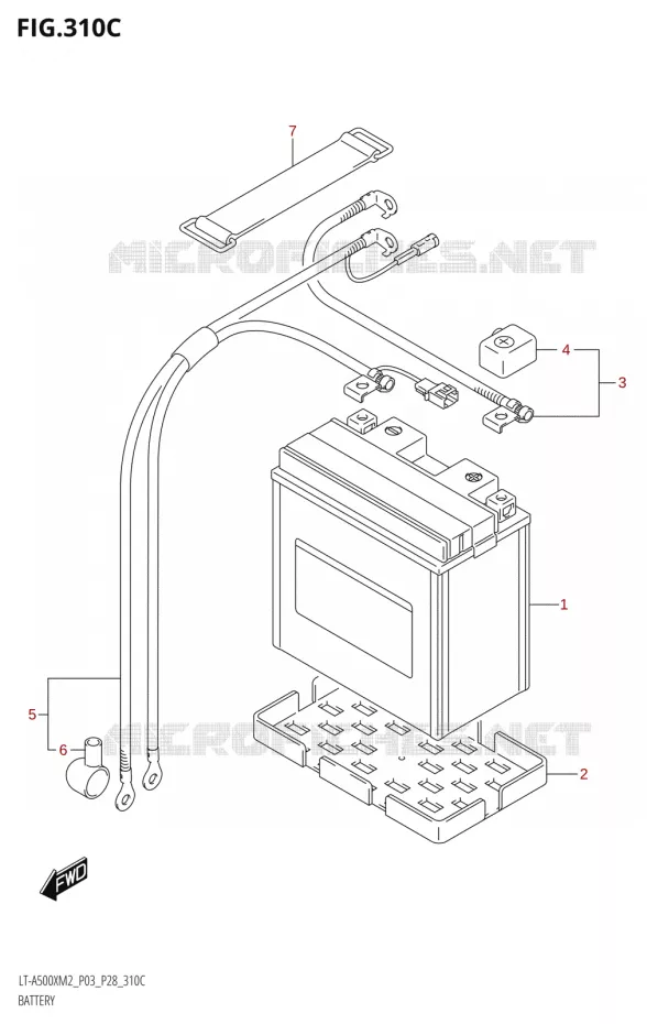 ACCU (LT-A500X:M2:P33) Suzuki QUAD 500 KINGQUAD 2022  LT-A500X M2 (P03,P28,P33)