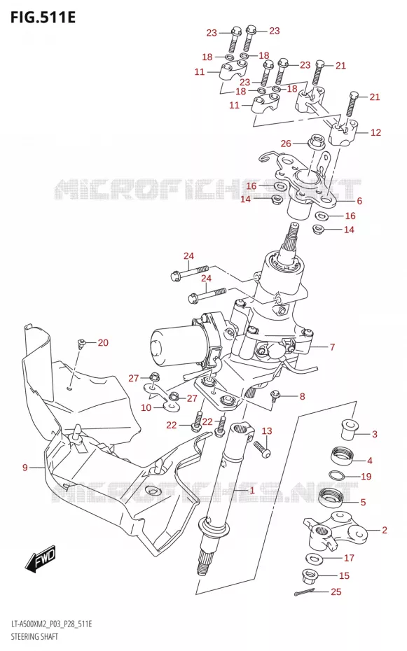 STUURKOLOM (LT-A500XP:M2:P28) Suzuki QUAD 500 KINGQUAD 2022  LT-A500X M2 (P03,P28,P33)
