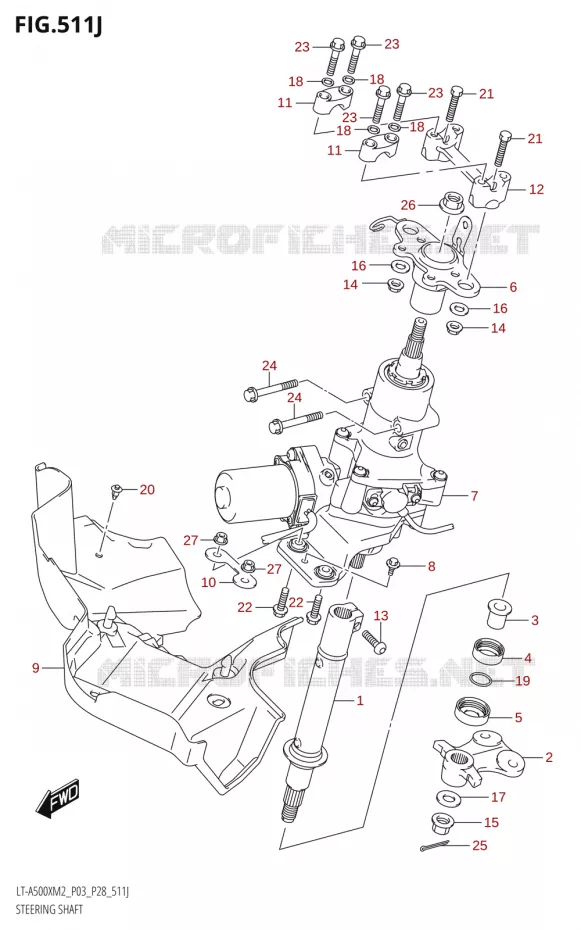 STUURKOLOM (LT-A500XPZ:M2:P33) Suzuki QUAD 500 KINGQUAD 2022  LT-A500X M2 (P03,P28,P33)