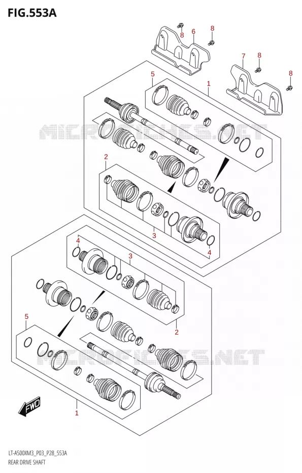 ACHTERAANDRIJFAS Suzuki QUAD 500 KINGQUAD 2023  LT-A500X M3 (P03,P28,P33)