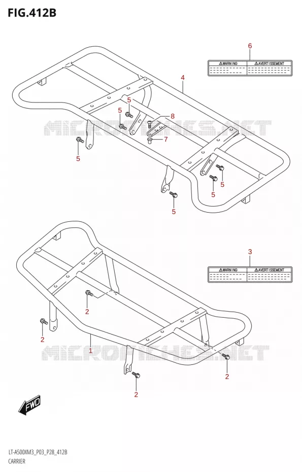 CARRIER (LT-A500X:M3:P28) Suzuki QUAD 500 KINGQUAD 2023  LT-A500X M3 (P03,P28,P33)