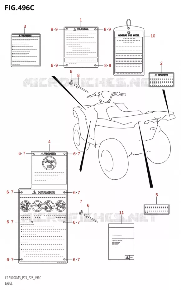 ETIKET (LT-A500X:M3:P33) Suzuki QUAD 500 KINGQUAD 2023  LT-A500X M3 (P03,P28,P33)