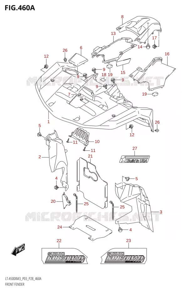 FRONT FENDER (LT-A500X:M3:P03) Suzuki QUAD 500 KINGQUAD 2023  LT-A500X M3 (P03,P28,P33)