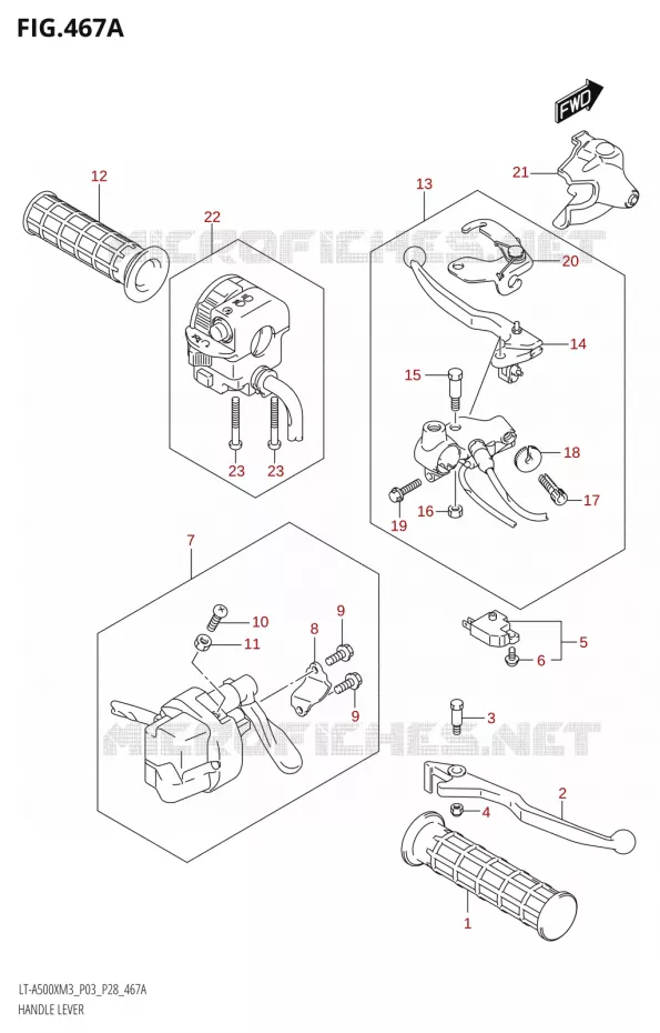 HEFBOMEN - HANDGRIPS Suzuki QUAD 500 KINGQUAD 2023  LT-A500X M3 (P03,P28,P33)