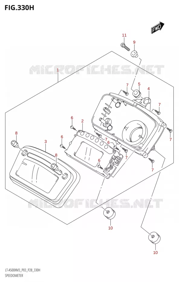 SNELHEIDSMETER (LT-A500XPZ:M3:P28) Suzuki QUAD 500 KINGQUAD 2023  LT-A500X M3 (P03,P28,P33)