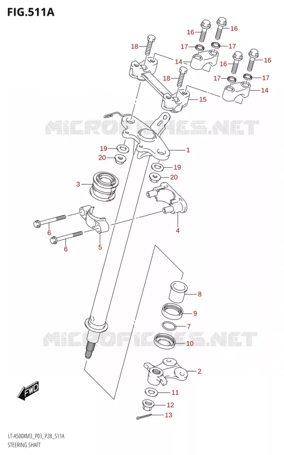 STUURKOLOM (LT-A500X:M3:P03) Suzuki QUAD 500 KINGQUAD 2023  LT-A500X M3 (P03,P28,P33)