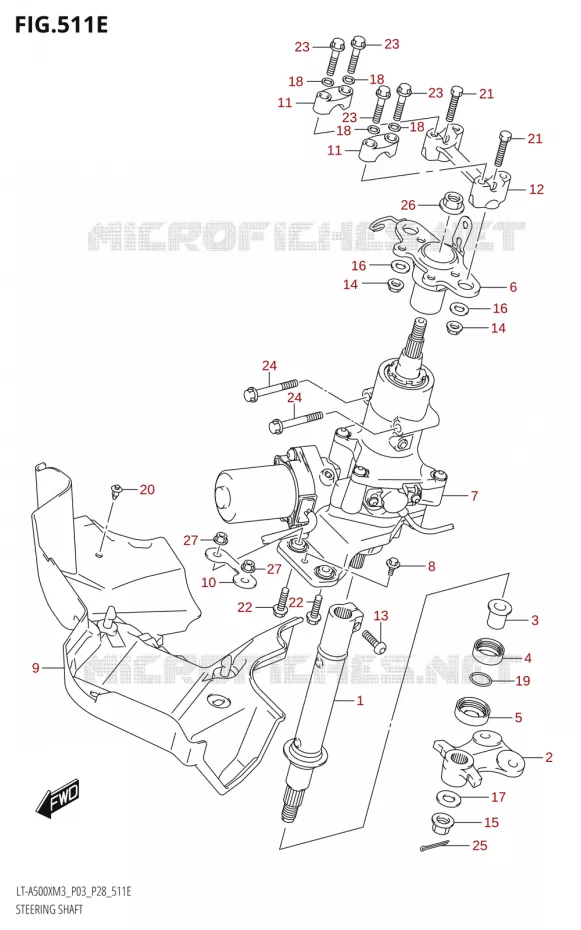 STUURKOLOM (LT-A500XP:M3:P28) Suzuki QUAD 500 KINGQUAD 2023  LT-A500X M3 (P03,P28,P33)