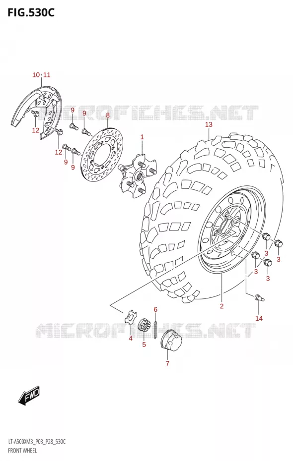 VOORWIEL (LT-A500X:M3:P33) Suzuki QUAD 500 KINGQUAD 2023  LT-A500X M3 (P03,P28,P33)