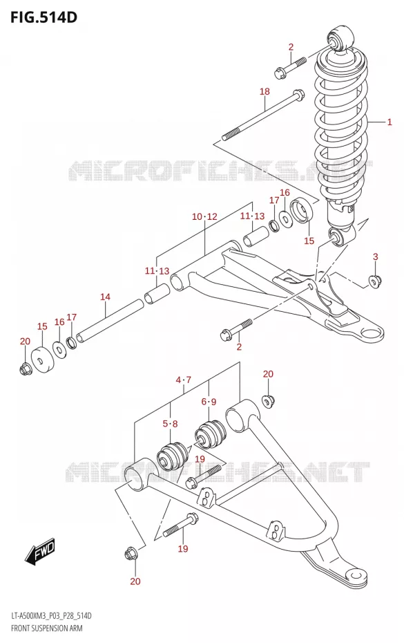 VOORWIELOPHANGING ARM (LT-A500XP:M3:P03) Suzuki QUAD 500 KINGQUAD 2023  LT-A500X M3 (P03,P28,P33)