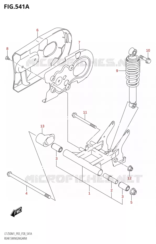 SWINGARM Suzuki QUAD 50 QUADSPORT 2021  LT-Z50 M1 (P03 / P28)