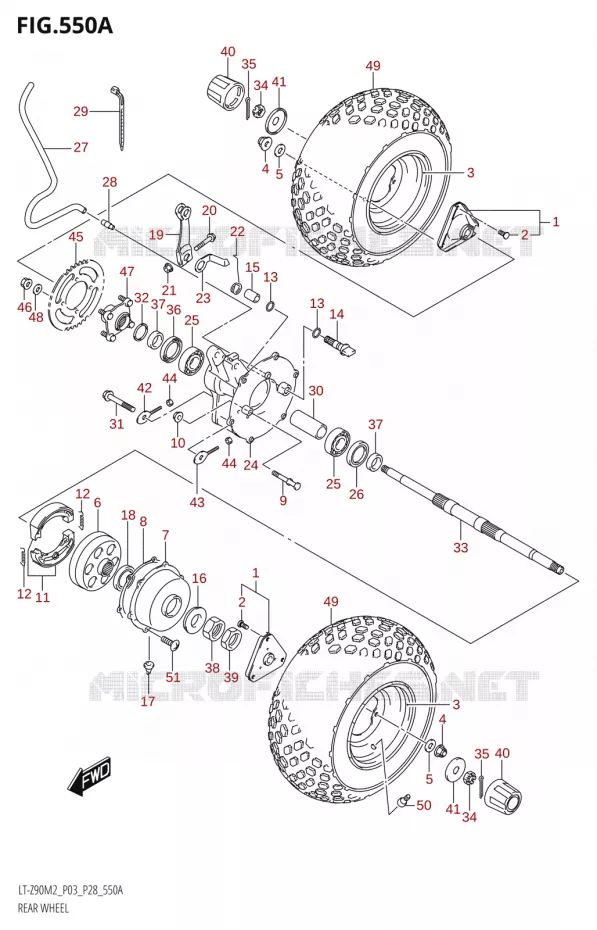 ACHTERWIEL Suzuki QUAD 90 QUADSPORT 2022  LT-Z90 M2 (P03,P28)