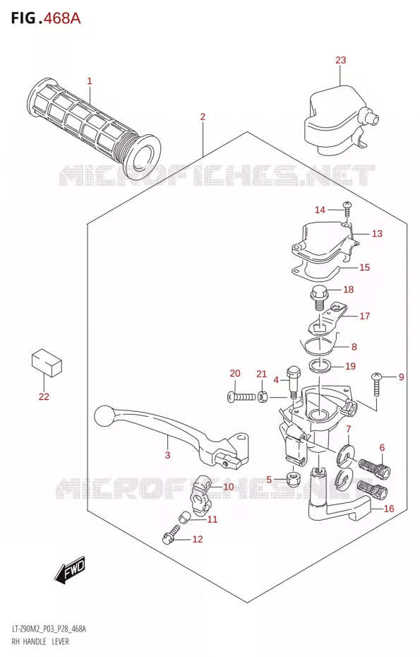 REMHEVEL - GAS HANDVAT Suzuki QUAD 90 QUADSPORT 2022  LT-Z90 M2 (P03,P28)