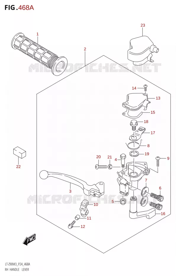 REMHEVEL - GAS HANDVAT Suzuki QUAD 90 QUADSPORT 2023  LT-Z90 M3 (P03,P28)