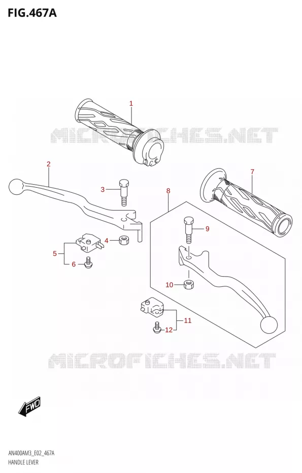 HEFBOMEN - HANDGRIPS Suzuki SCOOTER 400 BURGMAN 2023  AN400A M3 (E02,E19)